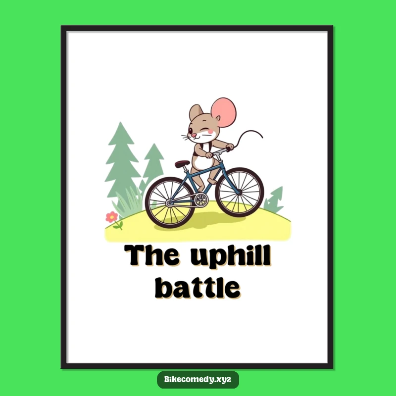 Funny Mouse Bicycle Digital Art: Instant Download of Uphill Inspiration