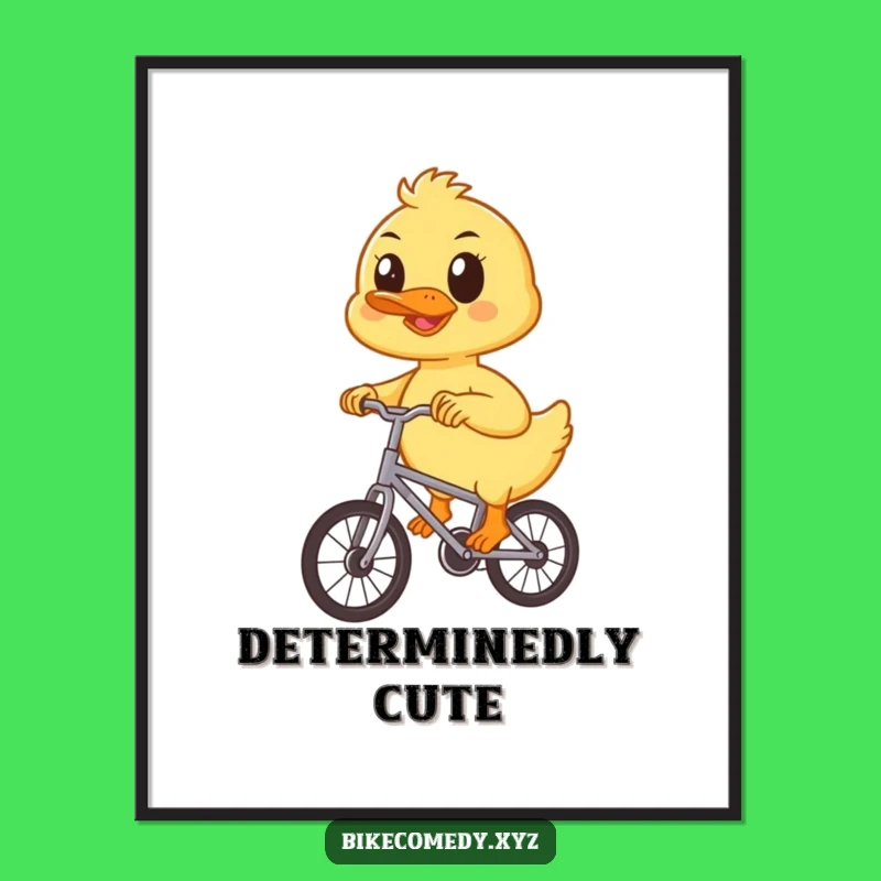 Funny Duckling Bicycle Poster: Adorable Determined Ride Art for Playful Spaces