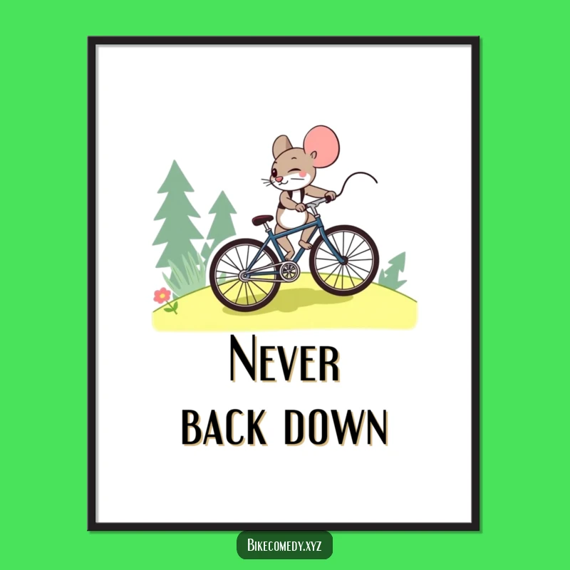 Funny Mouse Bicycle Poster: Motivational Uphill Art for Inspiring Spaces